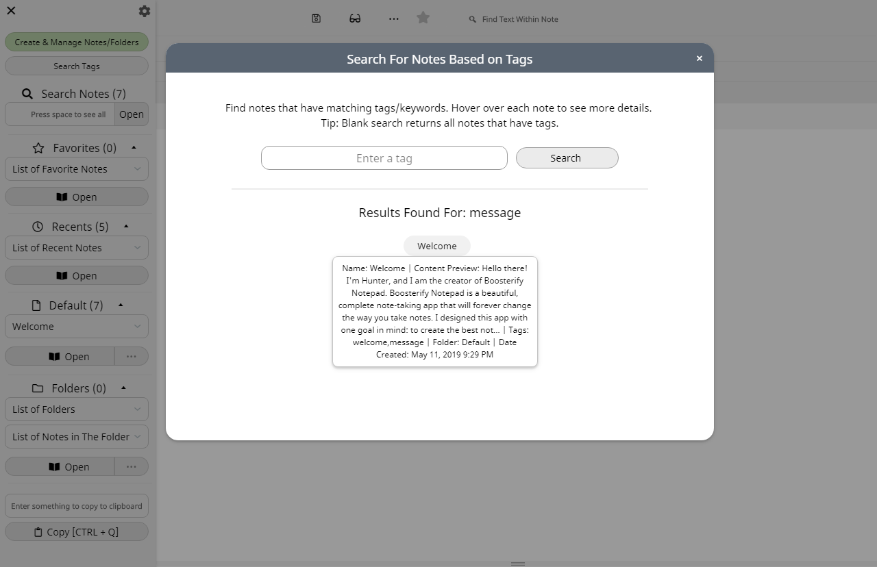 Find Notes Based On Tags