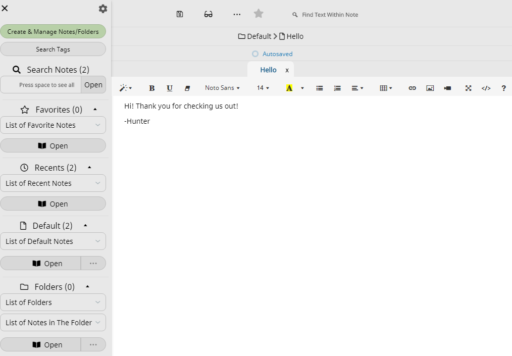 Boosterify Notepad interface