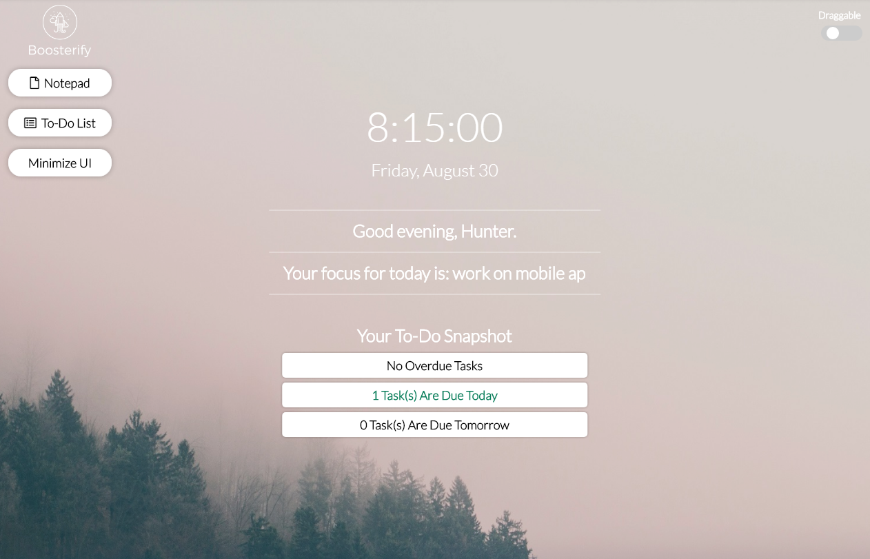 Boosterify dashboard interface